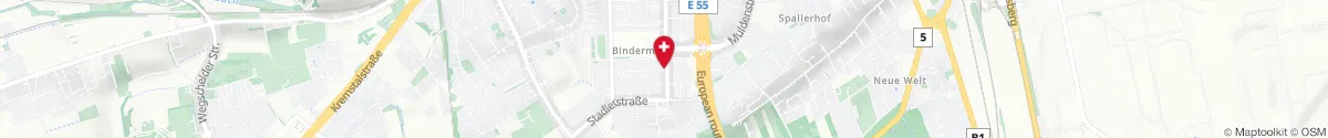 Map representation of the location for Apotheke Bindermichl in 4020 Linz